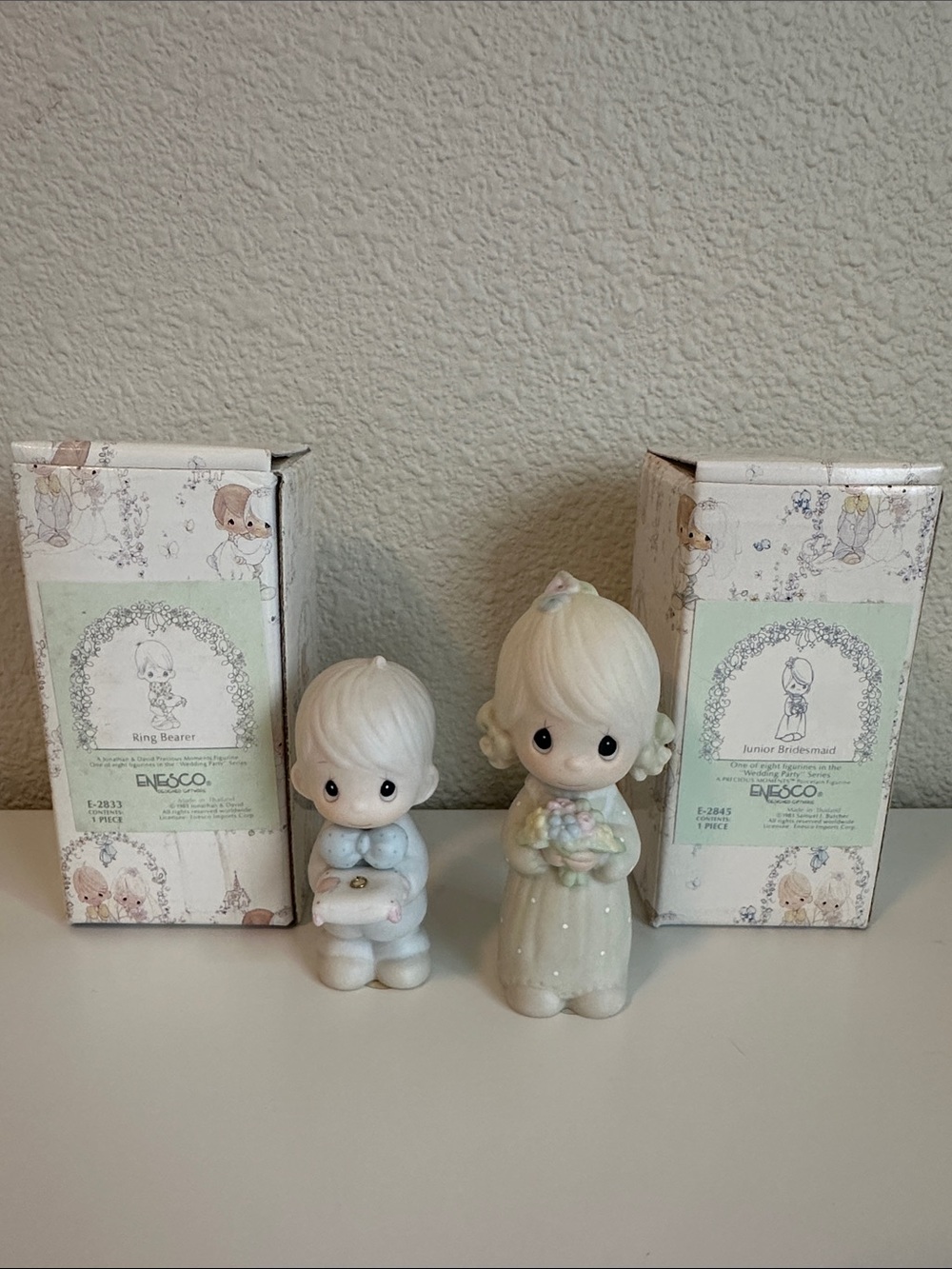 Precious Moments 1983 Ring Bearer & Junior Bridesmaid Figurines